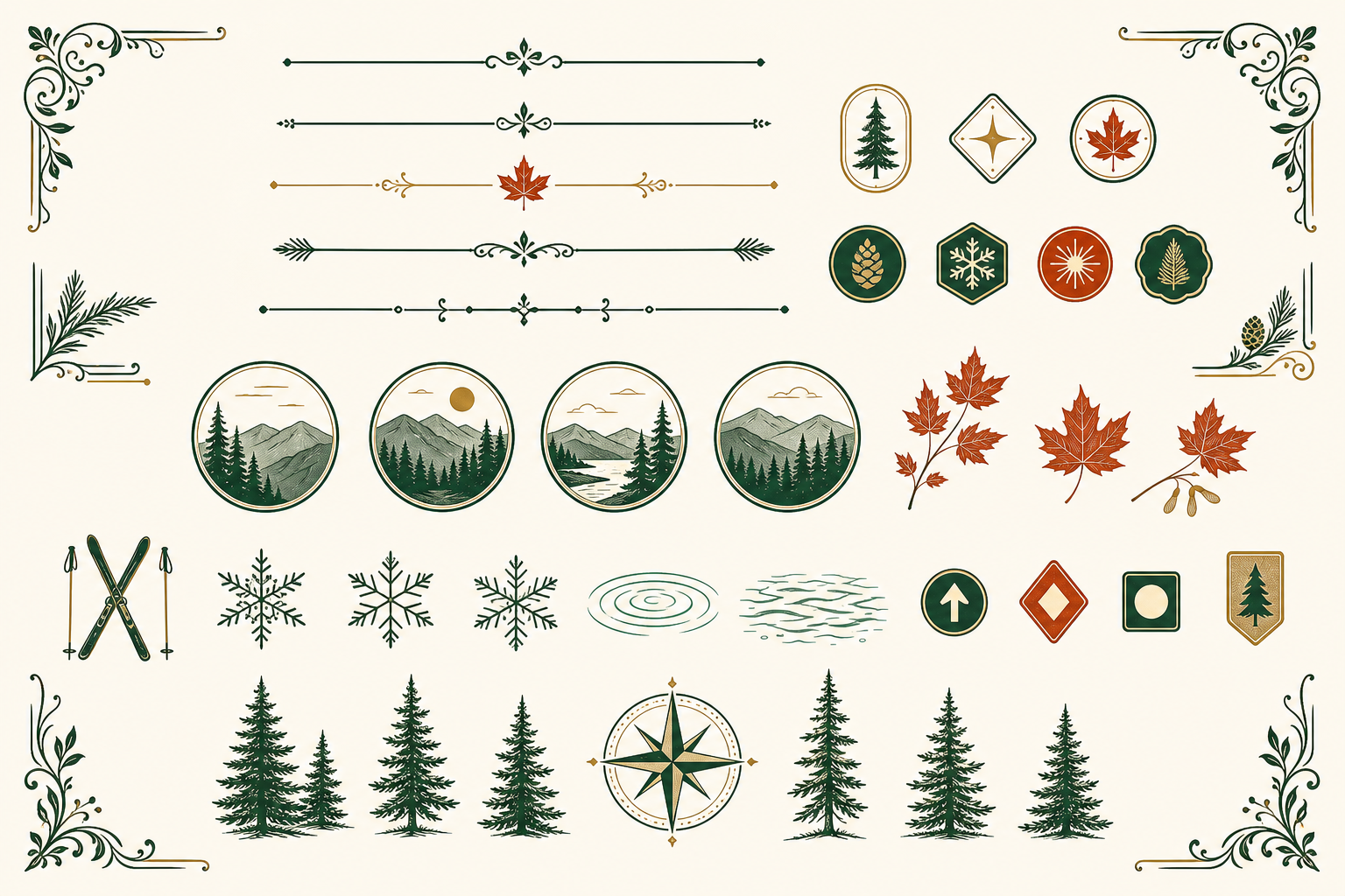 Seasonal mountain ornaments